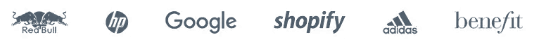 Brands including Red Bull, HP, Google, Shopify, adidas and benefit